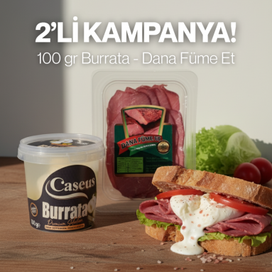 CASEUS BURRATA PAKEDİ 160 Gr ve DANA FÜME ET 60 Gr